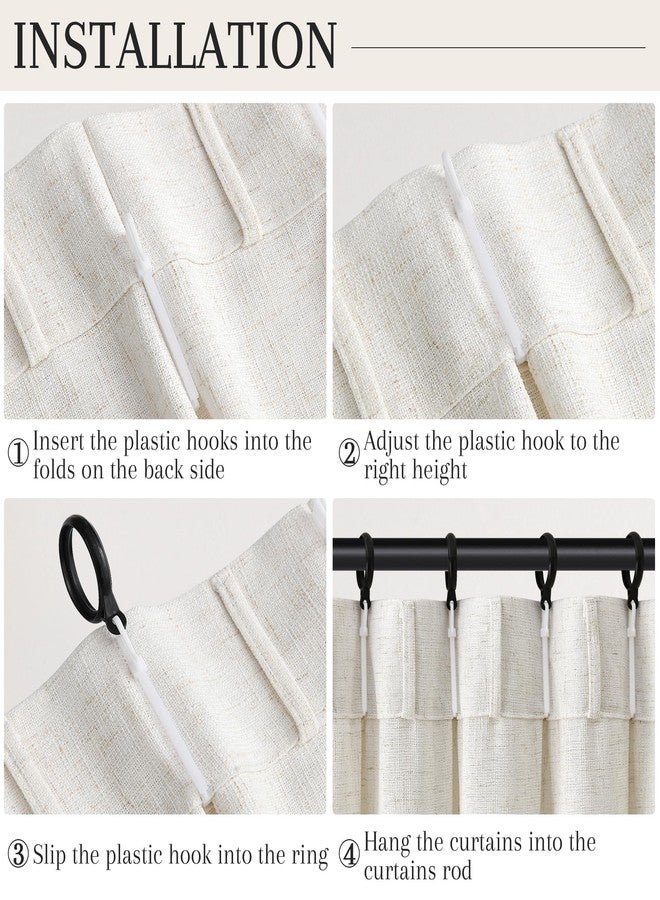 Joywell Cream Natural Pinch Pleated Linen Curtains 84 Inches Long 2 Panels Set for Bedroom Living Room Back Tab Thick Semi Sheer Light Filtering Privacy Window Pleat Drapes Clip Rings Hooks 40x84 - Image 5